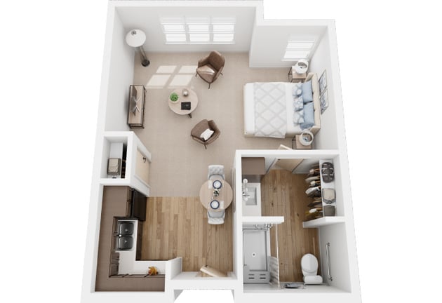 Cedarhurst of La Vista - Assisted Living Studio Apartment Floor Plan