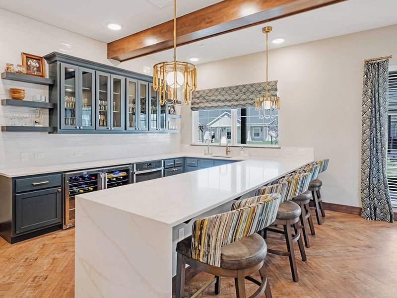 The inviting on-site bistro at Cedarhurst of Lawrence, offering a senior-friendly spot for coffee and socializing for residents.