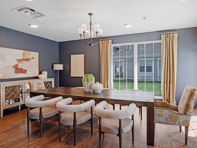 Private dining room at Lawrence of Frankfort, offering an intimate space for residents to celebrate.