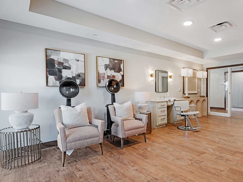 Cedarhurst of Lawrence's on-site salon, designed with senior-friendly access for comfortable pampering