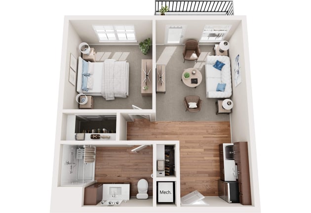 Cedarhurst of Lawrence - Assisted Living One Bedroom Apartment Floor Plan