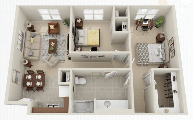 Cedarhurst of Lawrence - Assisted Living Two Bedroom Apartment Floor Plan
