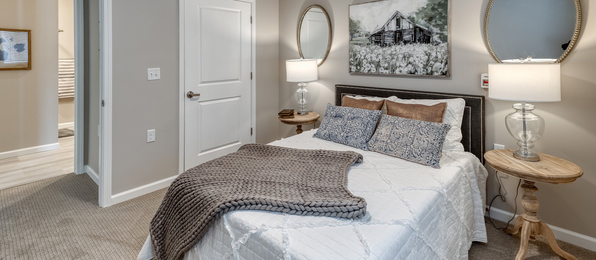 Bedroom of a senior apartment at Cedarhurst of Lebanon, designed for resident comfort and personalization.