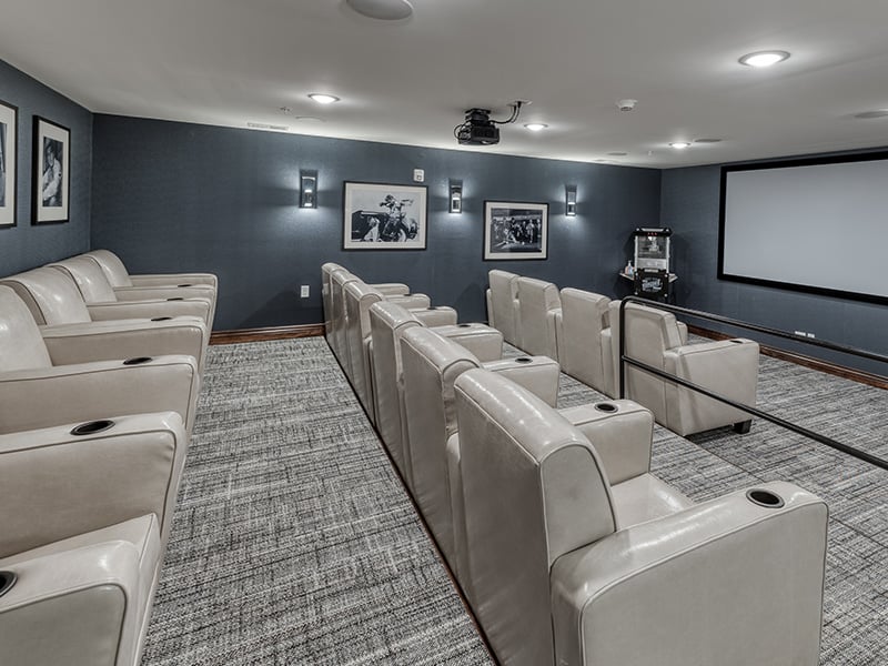 The comfortable and accessible movie theater at Cedarhurst of Lebanon, providing easy-to-access entertainment for residents.