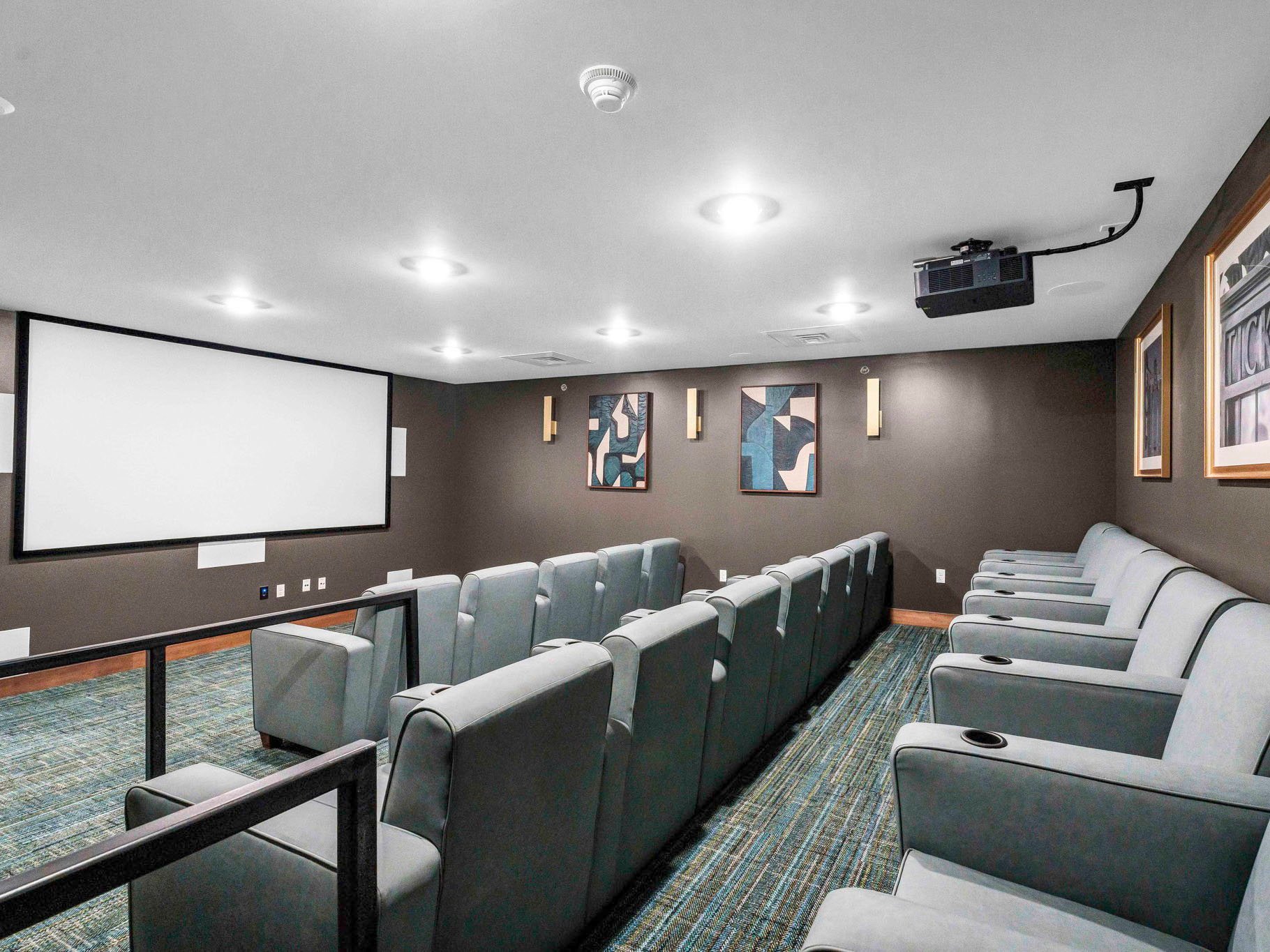 The comfortable and accessible movie theater at Cedarhurst of Lincoln, providing easy-to-access entertainment for residents