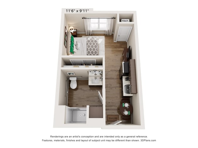 Cedarhurst of Manhattan - Assisted Living Studio Apartment Floor Plan