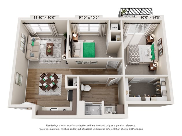 Cedarhurst of Manhattan - Assisted Living Two Bedroom Apartment Floor Plan