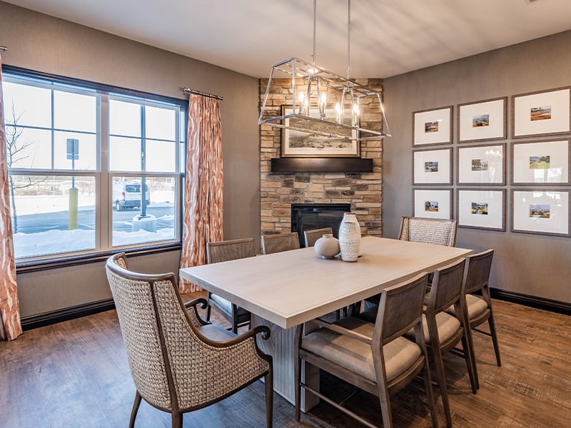 Private dining room at Cedarhurst of McHenry, offering an intimate space for residents to celebrate.