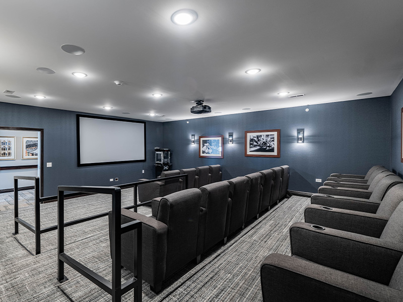 The comfortable and accessible movie theater at Cedarhurst of McHenry, providing easy-to-access entertainment for residents.