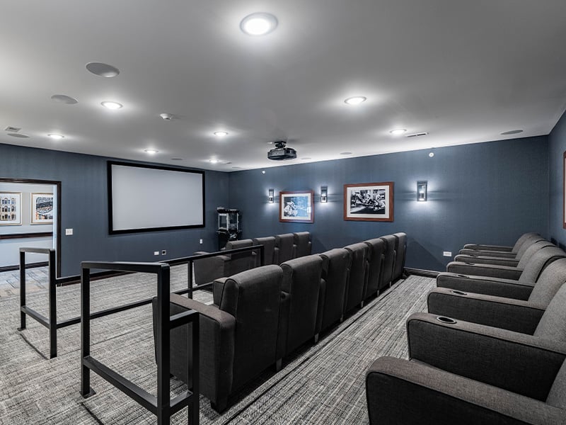 The comfortable and accessible movie theater at Cedarhurst of McHenry, providing easy-to-access entertainment for residents.