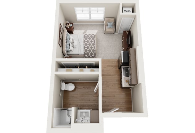 Cedarhurst of McHenry - Assisted Living Studio Apartment Floor Plan