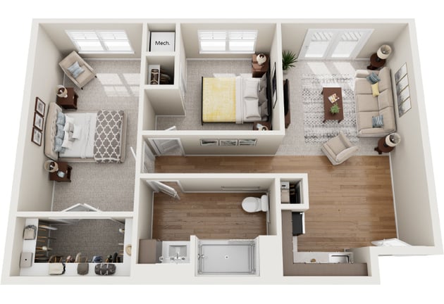 Cedarhurst of McHenry - Assisted Living Two Bedroom Apartment Floor Plan