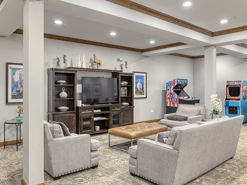 Residents at Cedarhurst of Naperville enjoy a dedicated art and activity room, offering an accessible space for hobbies, crafts, and games.