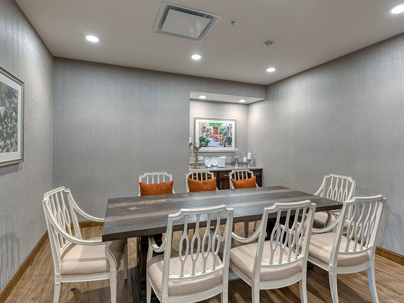 Private dining room at Cedarhurst of Naperville, offering an intimate space for residents to celebrate.