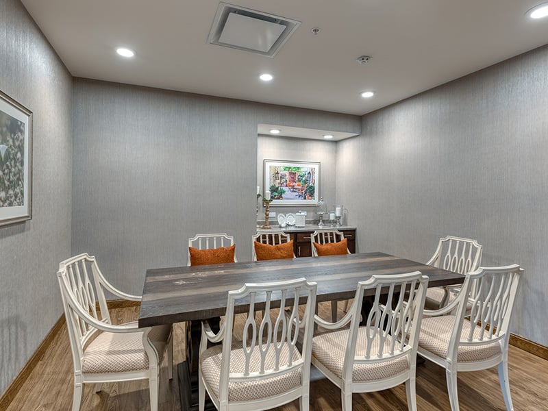 Private dining room at Cedarhurst of Naperville, offering an intimate space for residents to celebrate.