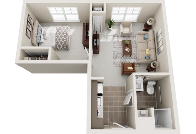 Cedarhurst of Naperville - Assisted Living One Bedroom Apartment Floor Plan