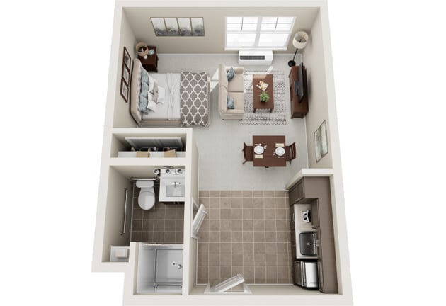 Cedarhurst of Naperville - Assisted Living Studio Apartment Floor Plan