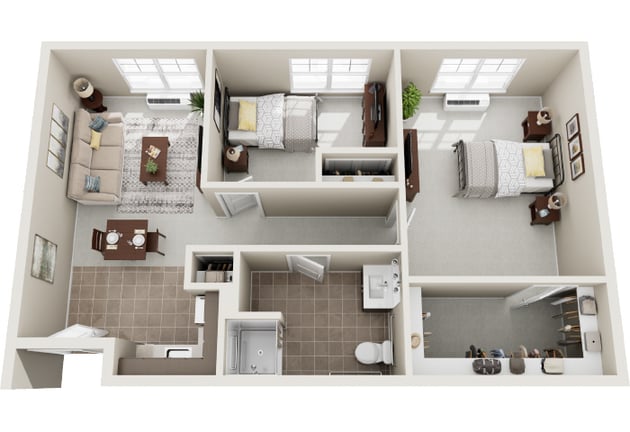 Cedarhurst of Naperville - Assisted Living Two Bedroom Apartment Floor Plan