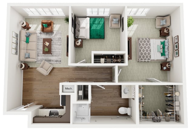 Cedarhurst of Newburgh -  Assisted Living Two Bedroom Apartment Floor Plan