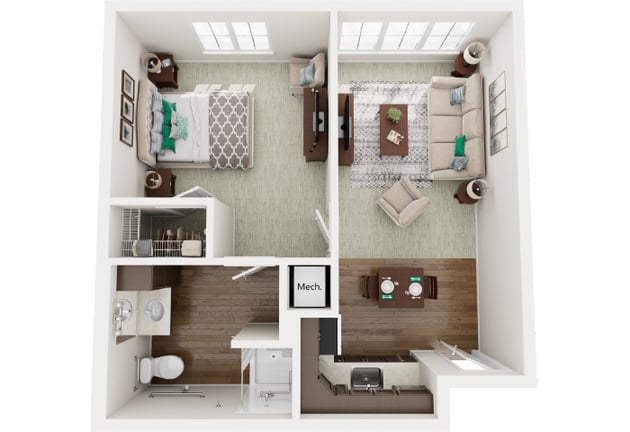 Cedarhurst of Newburgh - Assisted Living One Bedroom Apartment Floor Plan