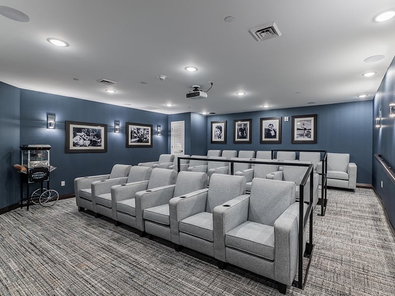 The comfortable and accessible movie theater at Cedarhurst of Nicholasville, providing easy-to-access entertainment for residents.
