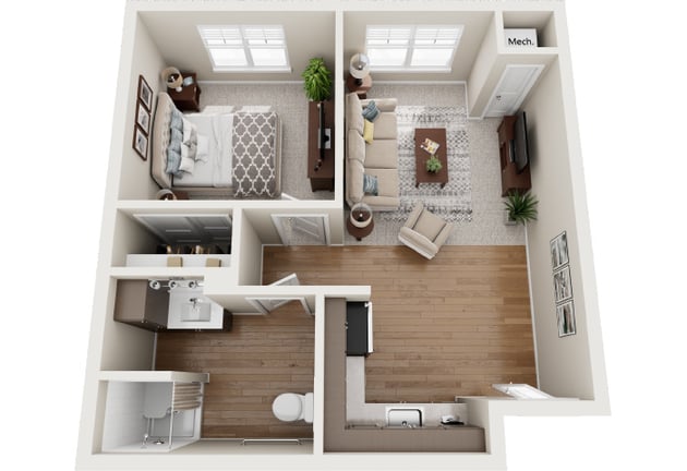 Cedarhurst of Nicholasville - Assisted Living One Bedroom Apartment Floor Plan