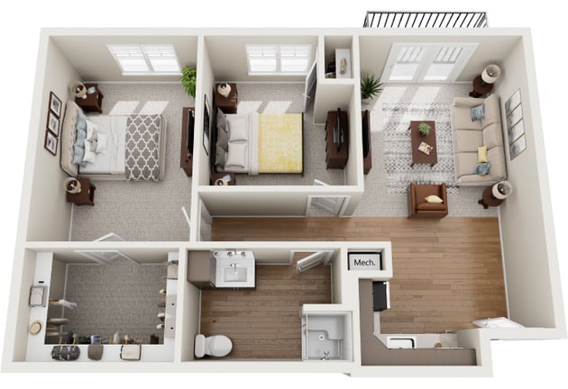 Cedarhurst of Nicholasville - Assisted Living Two Bedroom Apartment Floor Plan