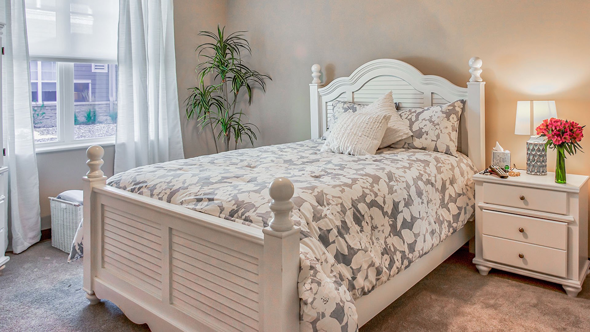 Bedroom of a senior apartment at Cedarhurst of O'Fallon, designed for resident comfort and personalization