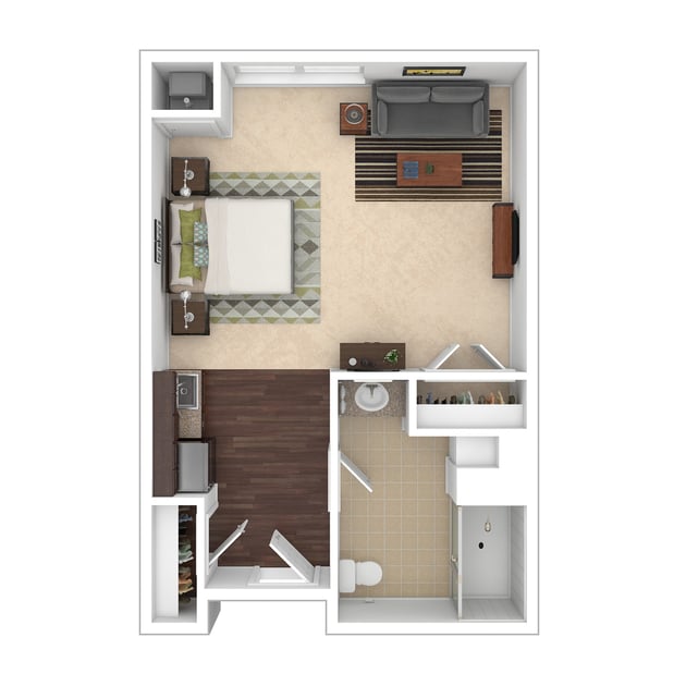 Cedarhurst of O'Fallon - Assisted Living Studio Apartment Floor Plan