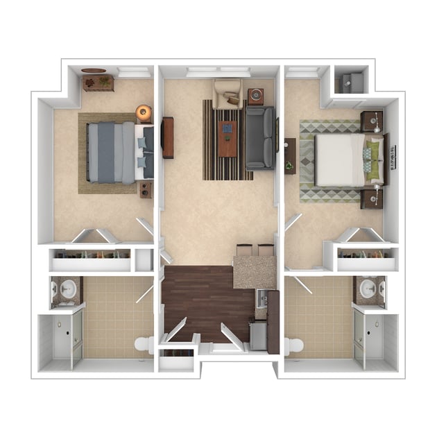 Cedarhurst of O'Fallon - Assisted Living Two Bedroom Apartment Floor Plan