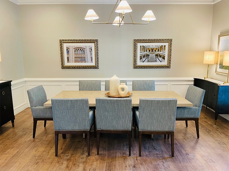 Private dining room at Cedarhurst of Oakwood, offering an intimate space for residents to celebrate