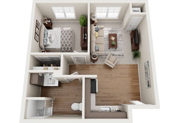 Cedarhurst of Owensboro - Assisted Living One Bedroom Apartment Floor Plan
