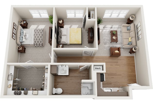 Cedarhurst of Owensboro - Assisted Living Two Bedroom Apartment Floor Plan