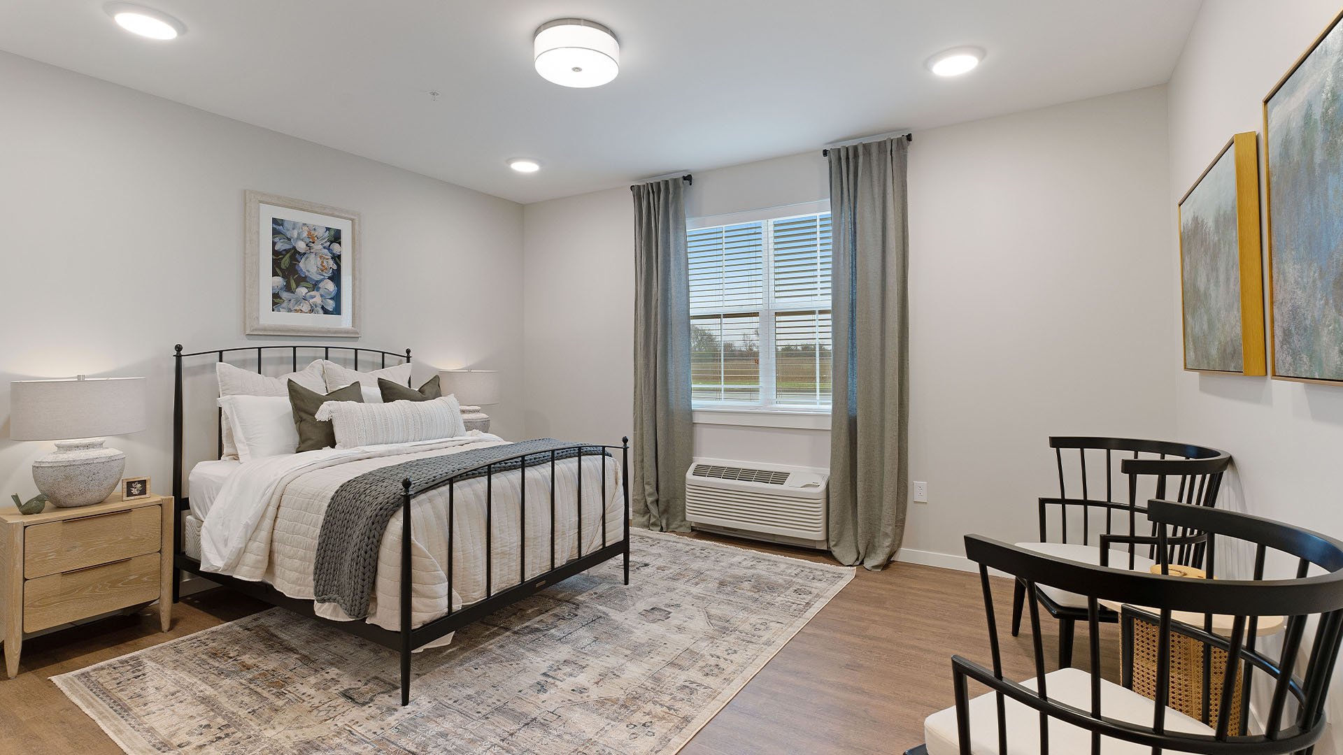 Bedroom of a senior apartment at Cedarhurst of Salina, designed for resident comfort and personalization