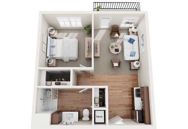 Cedarhurst of Salina - Assisted Living One Bedroom Apartment Floor Plan