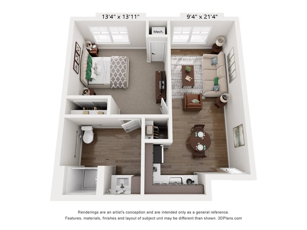 Cedarhurst of Shawnee - Assisted Living One Bedroom Apartment Floorplan