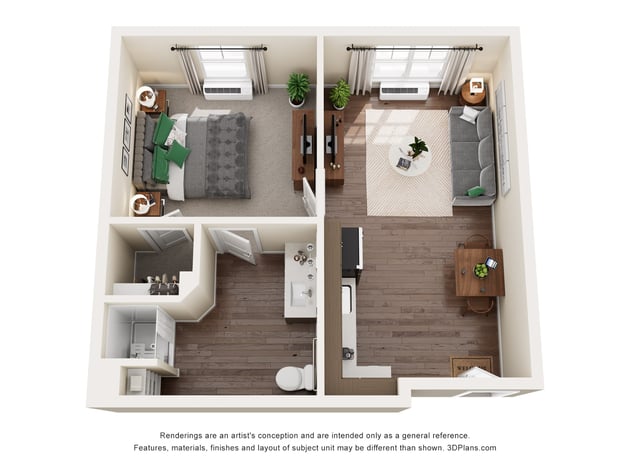Cedarhurst of Spartanburg - Assisted Living One Bedroom Apartment Floor Plan