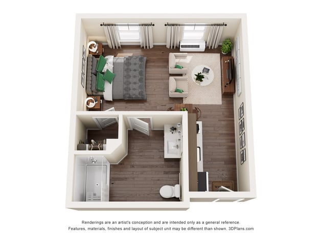 Cedarhurst of Spartanburg - Assisted Living Studio Apartment Floor Plan
