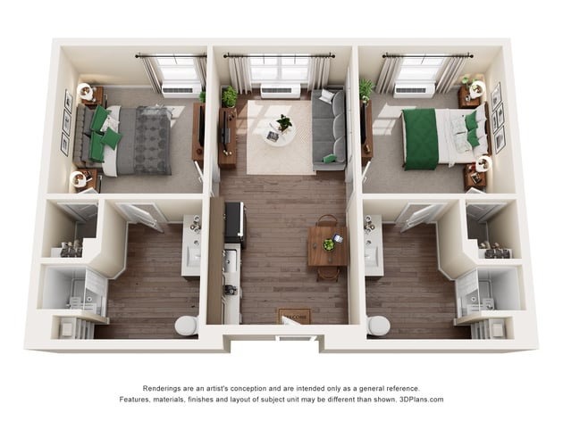 Cedarhurst of Spartanburg - Assisted Living Two Bedroom Apartment Floor Plan