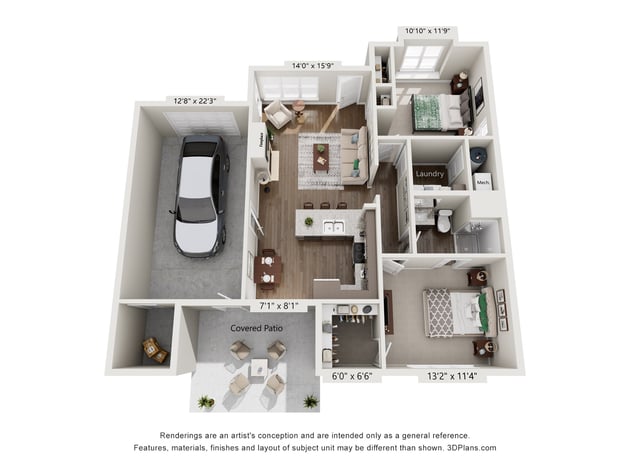 Cedarhurst of Springfield, IL - Independent Living Cottages 2 Bed 1 Bath Floor Plan with Storage