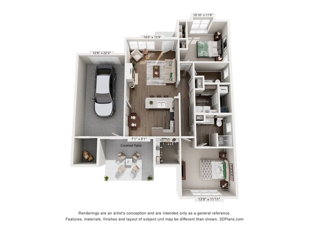 Cedarhurst of Springfield, IL - Independent Living Cottages 2 Bed 1.5 Bath Floor Plan with Storage