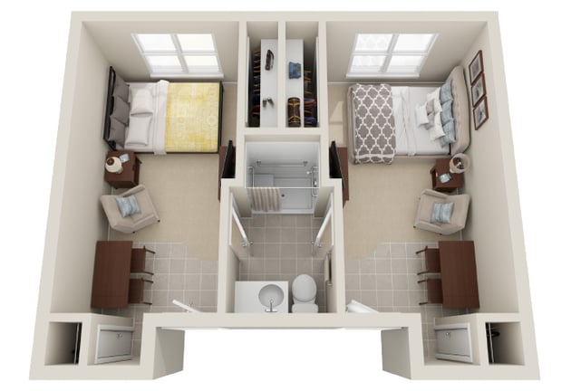 Cedarhurst of Springfield Missouri - Memory Care Semi-Private Suite Floor Plan