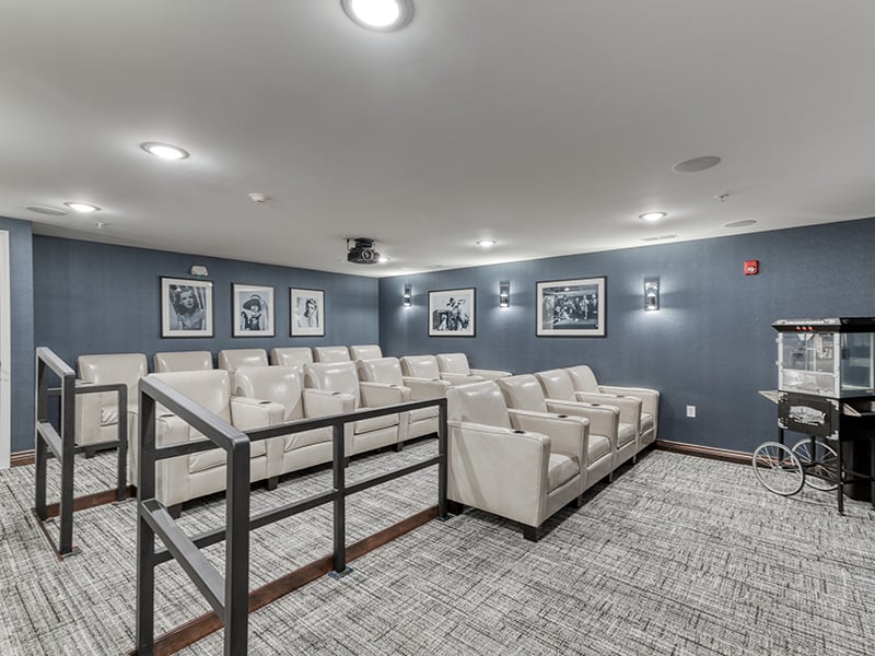 The comfortable and accessible movie theater at Cedarhurst of Springfield, IL, providing easy-to-access entertainment for residents