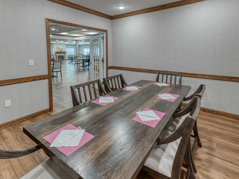 Private dining room at Cedarhurst of St. Charles, offering an intimate space for residents to celebrate