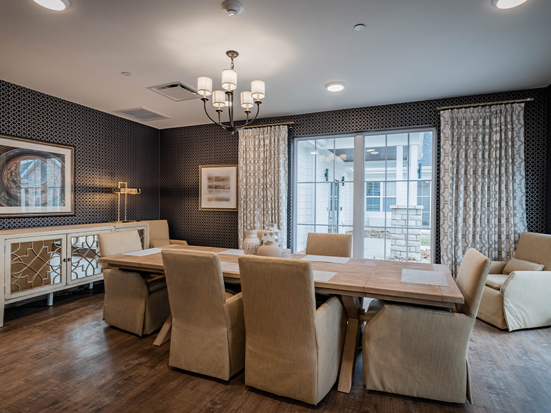 Private dining room at Cedarhurst of Topeka, offering an intimate space for residents to celebrate