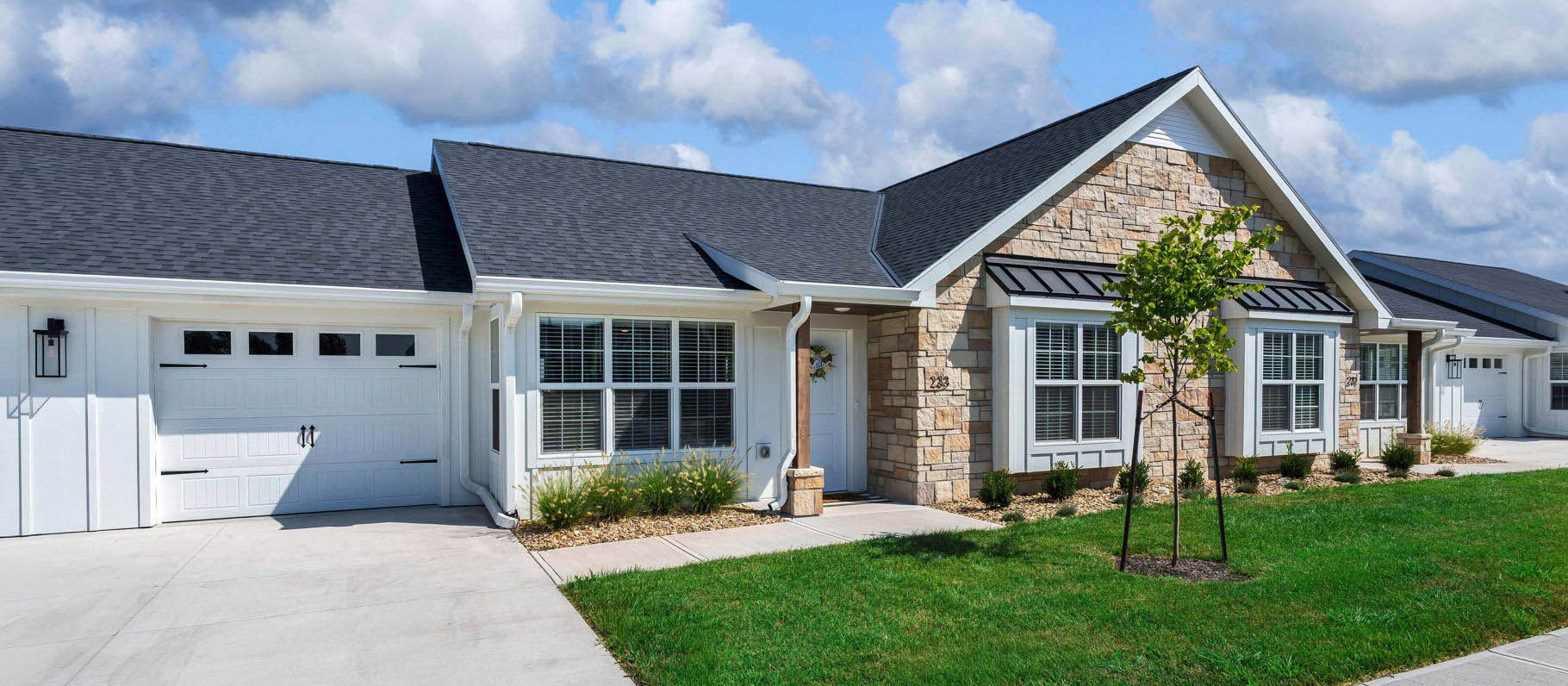 An exterior of a cottage unit at Cedarhurst of Topeka's Independent Living at Cedarhurst Cottages