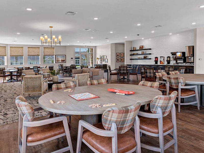 Thoughtfully designed common area for residents to connect at Cedarhurst of Topeka's Independent Living at Cedarhurst Cottages