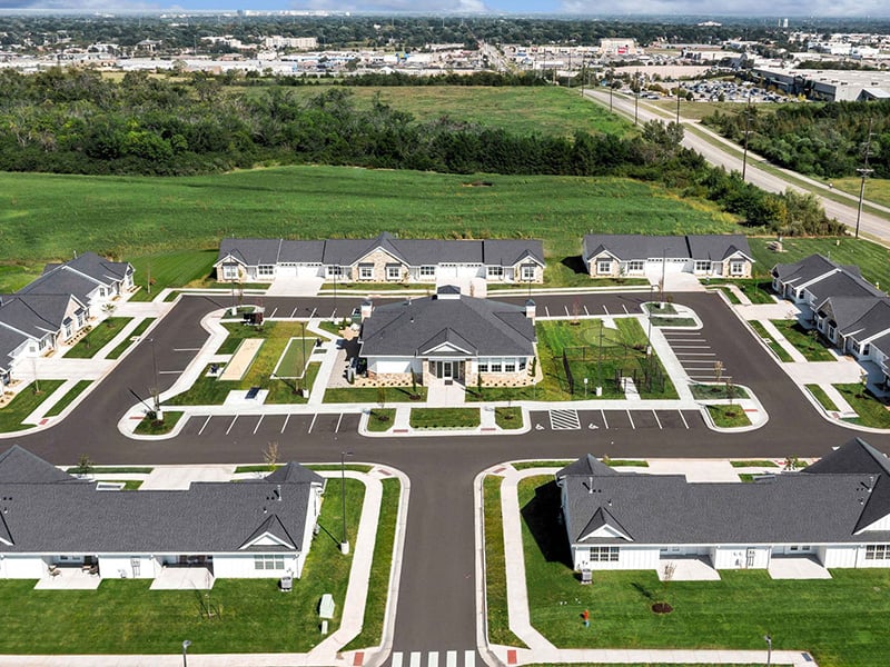 A full campus view of Cedarhurst of Topeka's Independent Living at Cedarhurst Cottages