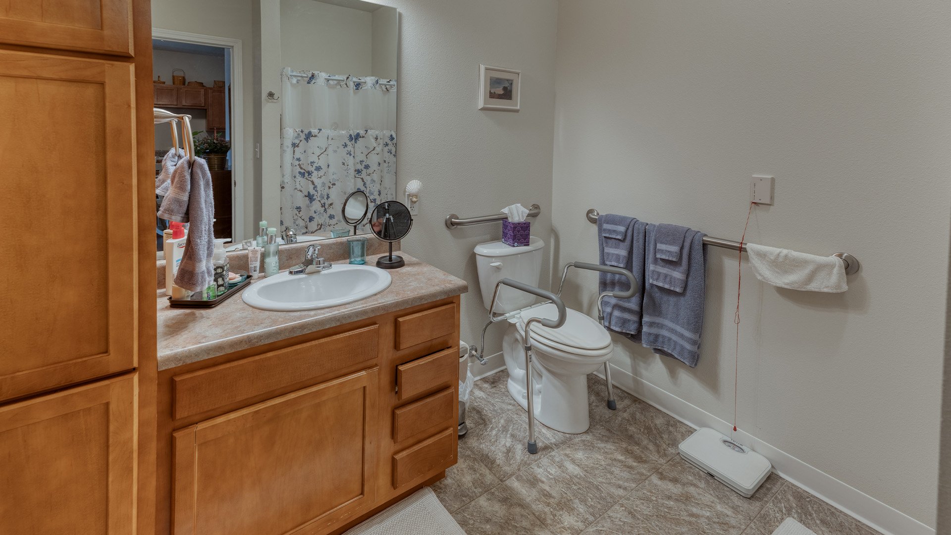 Bathroom of a senior apartment at Cedarhurst of Waterloo, built with accessibility features to support residents