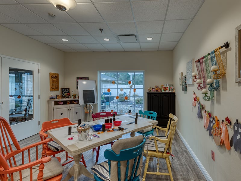 Dedicated art and activity room at Cedarhurst of Waterloo, offering an accessible space for hobbies, crafts, and games